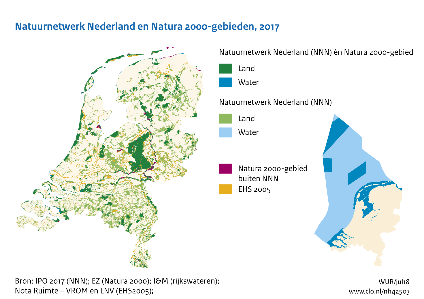 Figuur NNN en Natura 2000-gebieden. In de rest van de tekst wordt deze figuur uitgebreider uitgelegd.