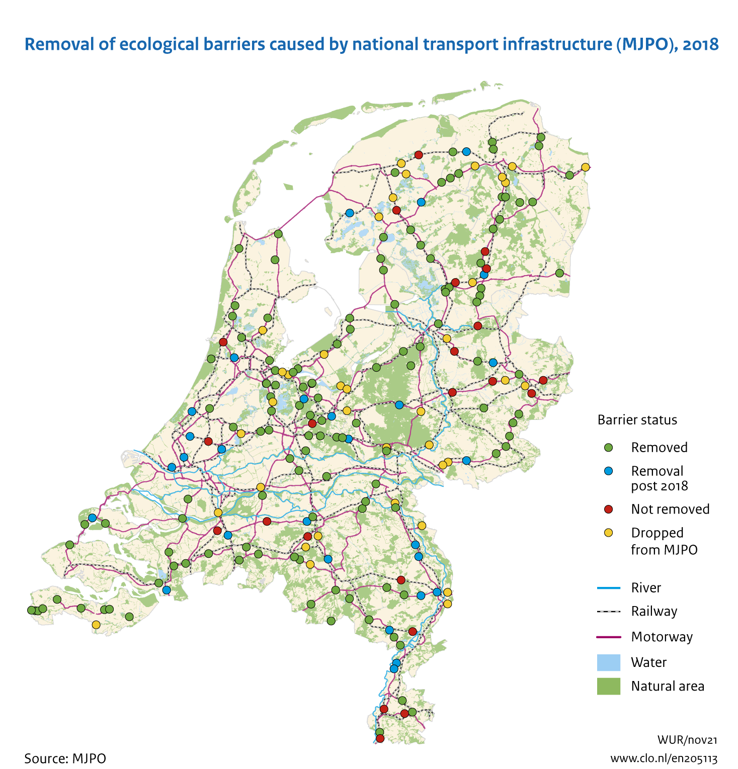 Image Removal of ecological barriers caused by national transport infrastructure (MJPO), 2018. The image is further explained in the text.