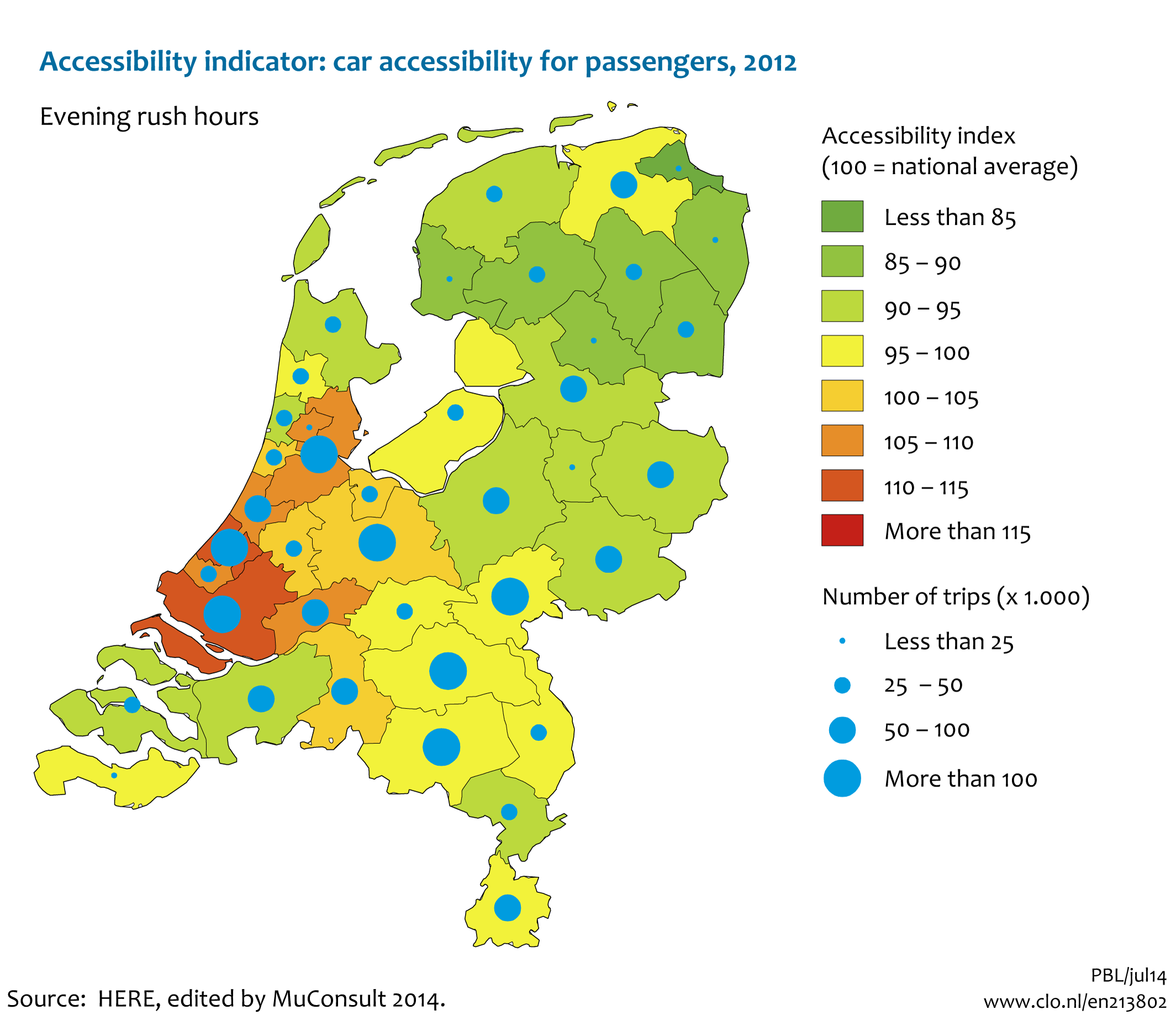 Image Accessibility indicator: car accessibility for passengers, 2012. The image is further explained in the text.